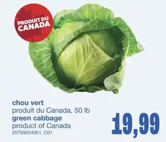 Wholesale Club CHOU VERT, 50 lb offer