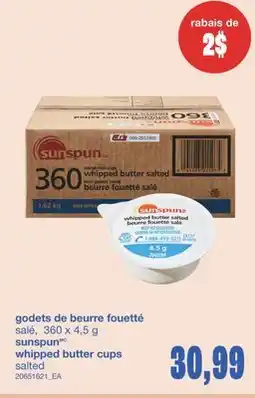 Wholesale Club GODETS DE BEURRE FOUETTÉ SALÉ, 360 x 4,5 g offer