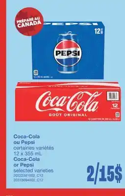 Wholesale Club COCA-COLA OU PEPSI, 12 x 355 mL offer