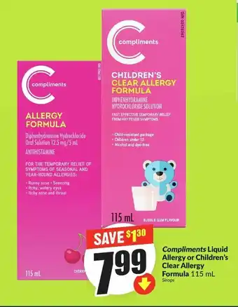 FreshCo Compliments Liquid Allergy or Children's Clear Allergy Formula offer