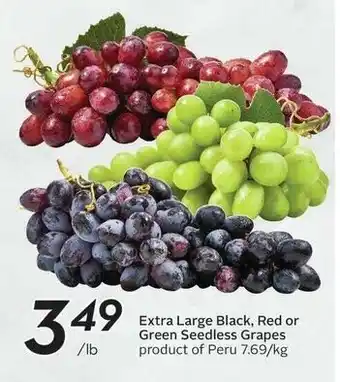 Sobeys Extra Large Black, Red or Green Seedless Grapes offer