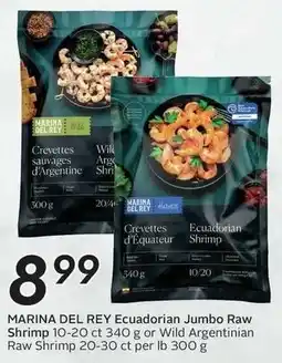 Sobeys Marina del rey ecuadorian jumbo raw shrimp 10-20 ct 340 g or wild argentinian raw shrimp offer