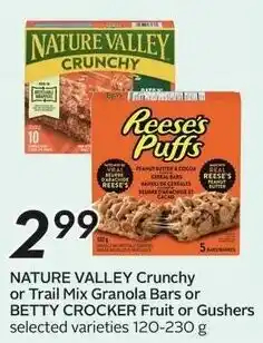 Sobeys Nature valley crunchy or trail mix granola bars or betty crocker fruit or gushers offer