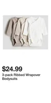 H&M 3-pack Ribbed Wrapover Bodysuits offer