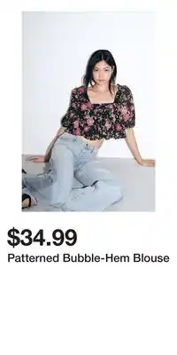 H&M Patterned Bubble-Hem Blouse offer