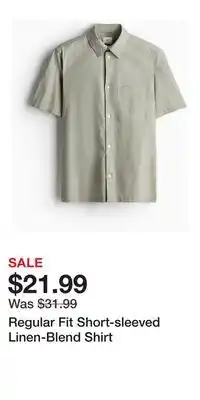 H&M Regular Fit Short-sleeved Linen-Blend Shirt offer