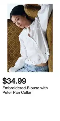 H&M Embroidered Blouse with Peter Pan Collar offer