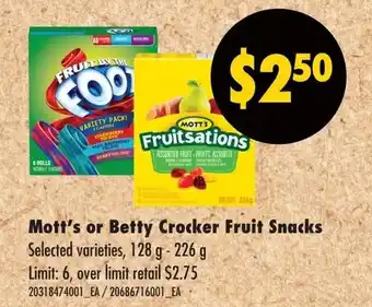 No Frills Mott's or Betty Crocker Fruit Snacks offer