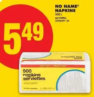 No Frills No name napkins offer