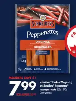 Chalo FreshCo Schneiders Chicken Wings 615g or Schneiders Pepperettes sausages snacks 250g-375g Select Varieties offer