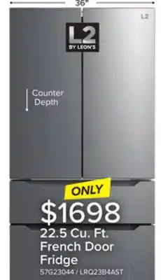 Leon's L2 Stainless Steel Counter-Depth French Door Refrigerator (22.48 Cu.Ft.) - LRQ23B4AST offer