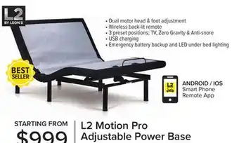 Leon's L2 Motion Pro Twin XL Adjustable Base offer