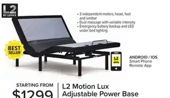 Leon's L2 Motion Lux Twin XL Adjustable Base offer