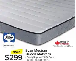 Leon's Sealy Essentials Evan Medium Queen Mattress offer