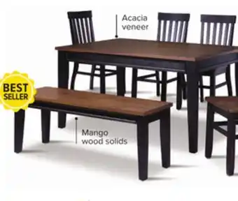 Leon's Caylie Noir 6-Piece Dining Set - Ebony, Driftwood offer