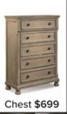 Leon's Windchester 5 Drawer Chest - Grey offer