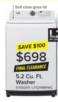 Leon's L2 White Top Load Washer (5.2 Cu. Ff) - LT52N1BWWC offer