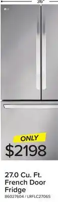 Leon's LG Stainless Steel French Door Smart Counter-Depth MAX Refrigerator (27 cu. ft.) - LRFLC2706S offer