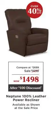 La Z Boy Neptune 100% Leather Power Recliner offer