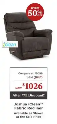 La Z Boy Joshua iClean Fabric Recliner offer