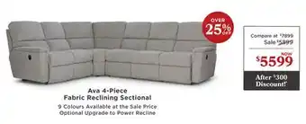 La Z Boy Ava 4-Piece Fabric Reclining Sectional offer