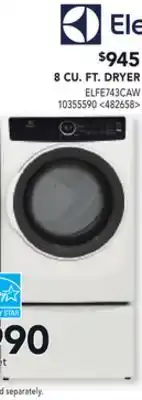 RONA ELECTROLUX 8 CU. FT. DRYER offer