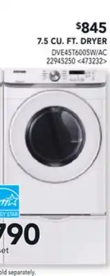 RONA SAMSUNG 7.5 CU. FT. DRYER offer