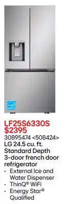 RONA LG 24.5 cu. ft. Da Standard Depth 3-door french door refrigerator offer