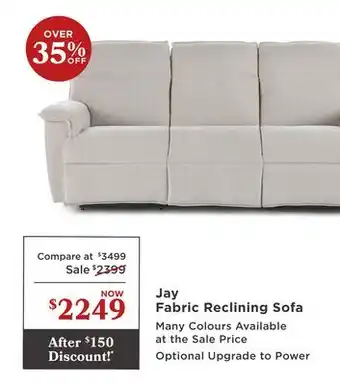 La Z Boy Jay Fabric Reclining Sofa offer