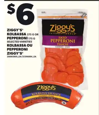 Independent City Market ZIGGY'S KOLBASSA,3 75g or PEPPERONI 175G offer