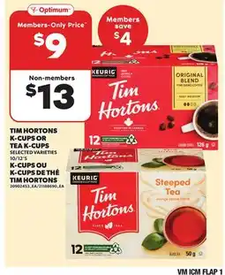 Independent City Market TIM HORTONS K-CUPS OR TEA K-CUPS offer