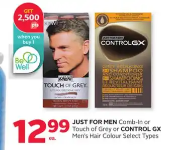 Rexall JUST FOR MEN Comb-In or Touch of Grey or CONTROL GX Men's Hair Colour offer