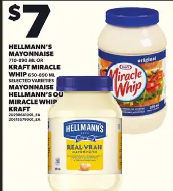 Independent City Market HELLMANN'S MAYONNAISE, 710-890ML OR KRAFT MIRACLE WHIP,650-890ML offer