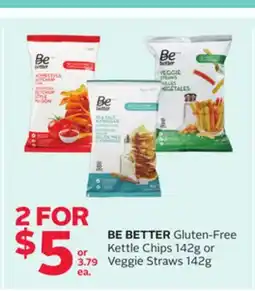 Rexall BE BETTER Gluten-Free Kettle Chips 142g or Veggie Straws 142g offer