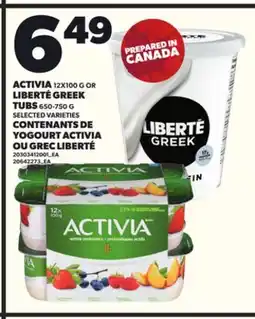 Independent City Market ACTIVIA 12X100 G OR LIBERTÉ GREEK TUBS 650-750 G offer