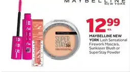 Rexall MAYBELLINE NEW YORK Lash Sensational Firework Mascara, Sunkisser Blush or SuperStay Powder offer