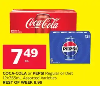 Rexall COCA-COLA or PEPSI Regular or Diet 12x355mL offer