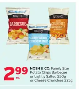 Rexall NOSH & CO. Family Size Potato Chips Barbecue or Lightly Salted 250g or Cheese Crunchies 225g offer