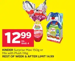 Rexall KINDER Surprise Maxi 150g or Mix with Plush 116g offer