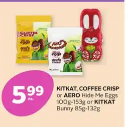 Rexall KITKAT, COFFEE CRISP or AERO Hide Me Eggs 100g-153g or KITKAT Bunny 85g-132g offer