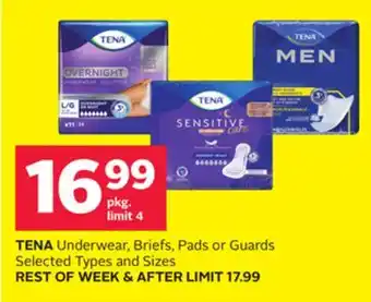 Rexall TENA Underwear, Briefs, Pads or Guards offer