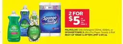 Rexall PALMOLIVE Dish Detergent 532mL-828mL or SPONGETOWELS Ultra Pro Paper Towels 2-Roll offer