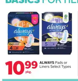 Rexall ALWAYS Pads or Liners offer