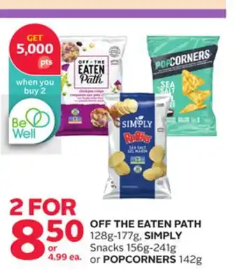 Rexall OFF THE EATEN PATH 128g-177g, SIMPLY Snacks 156g-241g or POPCORNERS 142g offer