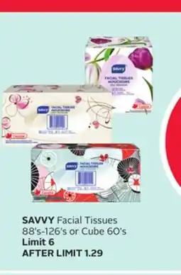 Rexall SAVVY Facial Tissues 88' s-126' s or Cube 60' s offer