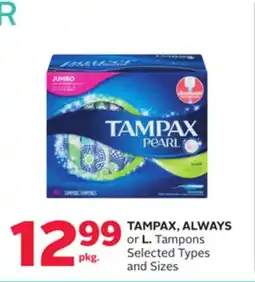 Rexall TAMPAX, ALWAYS or L. Tampons offer