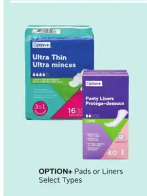 Rexall OPTION+ Pads or Liners offer