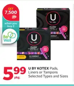 Rexall U BY KOTEX Pads, Liners or Tampons offer