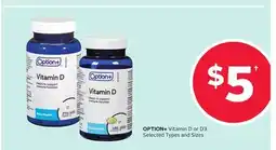 Rexall OPTION+ Vitamin D or D3 offer