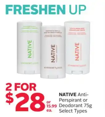 Rexall NATIVE Anti-Perspirant or Deodorant offer